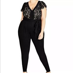 City Chic Black Lace Jumpsuit L/20